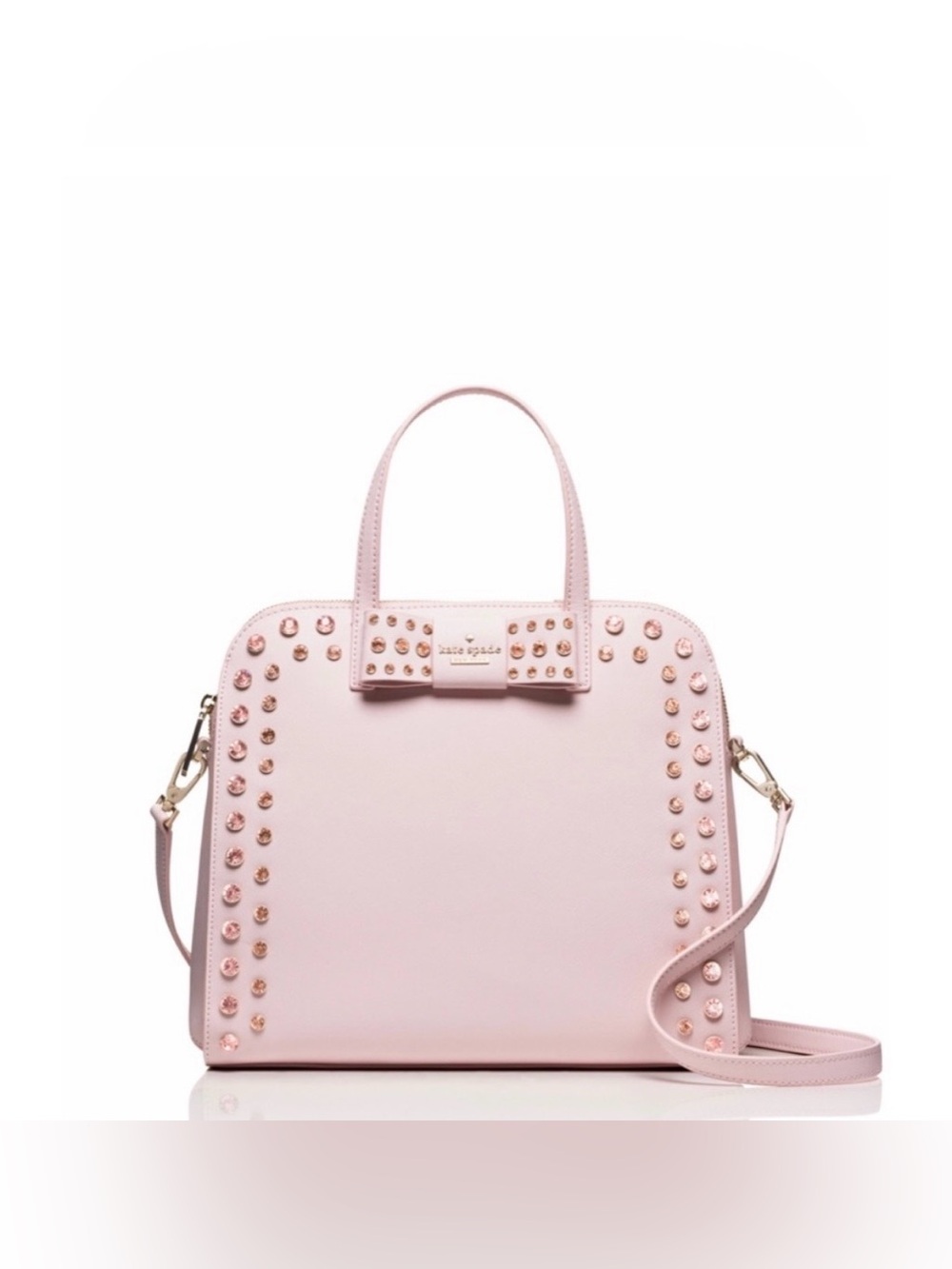 Kate Spade pale pink studded crossbody satchel